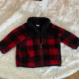 Buffalo plaid fleece jacket 3-6 months